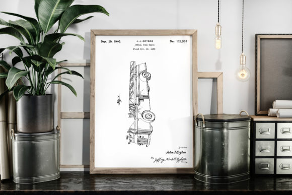 Download Vintage Patent Art - Aerial Fire Truck - Aerial Collection